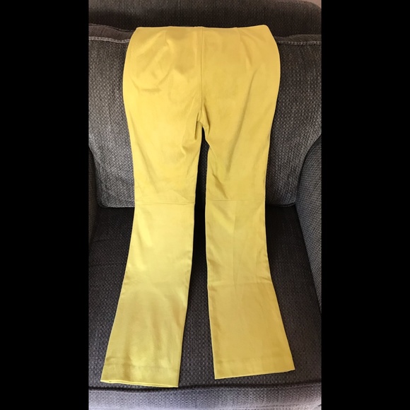 MANGO CASUAL Edgy Neon Yellow Faux Suede Sexy Pants Sz XS. - Picture 4 of 5